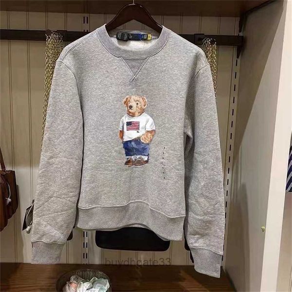 Sweats à capuche pour hommes Sweatshirts Laurens RL Designer Mens Bear Polo Ralphs Pull en peluche dessin animé à manches longues à capuche en vrac col rond impression Tops INMG