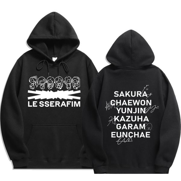 Sweats à capuche pour hommes Sweatshirts LE SSERAFIM FEARLESS Sweats à capuche femmes hommes coréen Y2k sweat Kpop Le Sserafim SAKURA CHAEWON YUNJIN KAZUHA EUNCHAE Fans vêtements 230920