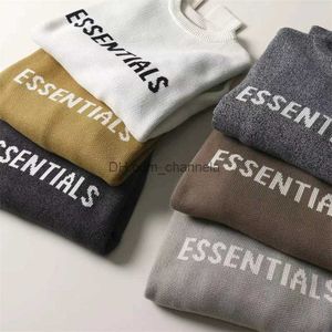 Sweats à capuche pour hommes Sweatshirts Lettres Crew Neck Jumper Haute Qualité 1 1 tricot Jacquard Lâche Casual Pull Pull T240217