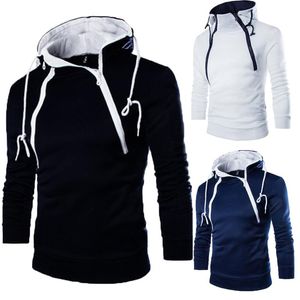 Heren Hoodies Sweatshirts Lange mouw voor mannen Zipper Hooded pullover High Neck Heren Sweatshirt Top Jacket Black Sweatermen '