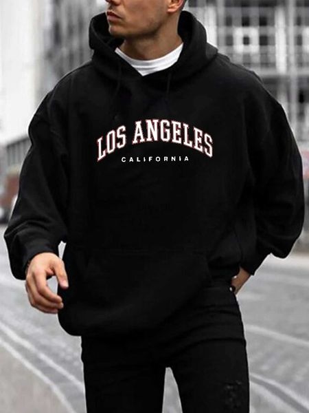 Sweats à capuche pour hommes Sweats à capuche imprimés LOS ANGELES Sweats à capuche cool pour hommes Pull à capuche décontracté avec poche kangourou 24328