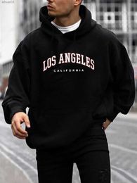 Sweats à capuche pour hommes Sweats à capuche imprimés Los Angeles Sweat à capuche cool pour hommes Sweat-shirt à capuche zippé au design graphique décontracté avec poche kangourouL2403