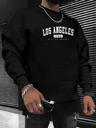 Sweats à capuche masculine Los Angeles USA White Word Imprimée Sweatshirts en vrac Automne All-Match Fashion Man Crewneck New Mens Streetwear D240429