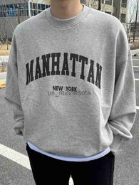 Sweats à capuche pour hommes Manhattan New York Art Word Design Homme Vêtements Casual Automne Hiver Sweats Coton Street Hoody Crewneck Homme Pull J230821