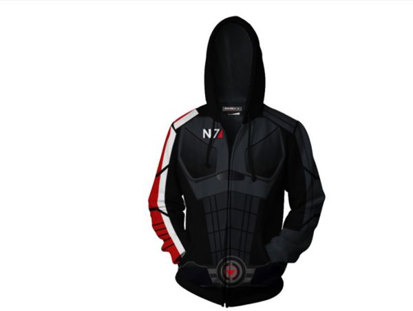 Sudaderas con capucha para hombre Mass Effect N7 Autunm Pullovers Hombres Moda Strip Causal Suéteres de punto Harajuku Slim Fit Comtable TopsMen's