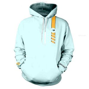 Sudaderas con capucha para hombre Sudaderas McLaren F1 Team Sudadera con capucha para fanáticos de las carreras de manga corta Tema del conductor azul Sudadera con capucha conmemorativa Marca Gulf Oil verano Y78