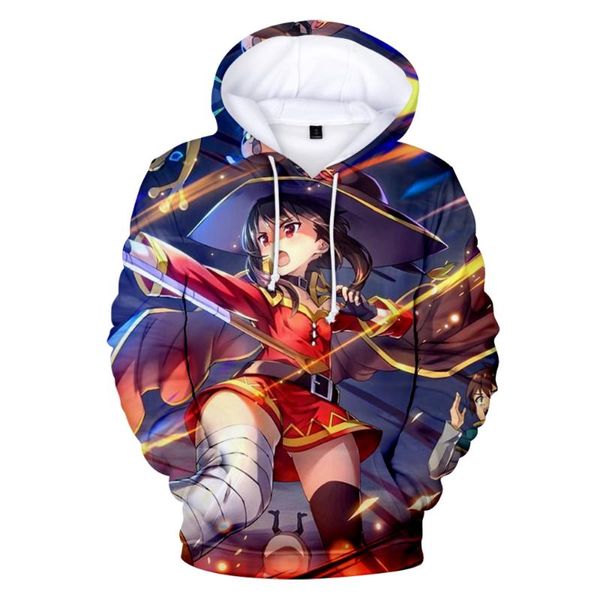 Sudaderas con capucha para hombre Megumin Konosuba Sudadera con capucha Anime Sudadera con capucha para hombre Mujer Harajuku Ropa cómoda Overoles para niño/niña