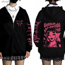 Sweats à capuche pour hommes Melanie Martinez Portals Tour Zipper Hoodie Harajuku Esthétique Zipper Sweatshirt Hip Hop Street Clothing Mens Jacket CoatL2403