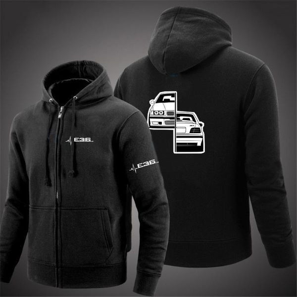 Sudaderas con capucha para hombre, coche automotriz Turbo E30 E36 E46, estampado de moda, chaqueta con cremallera de ocio, abrigo informal de Color sólido para hombre