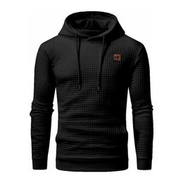 Sudaderas con capucha para hombre Sudaderas con capucha de otoño para hombre Sudaderas con capucha de manga larga a cuadros Jacquard con cordón Bolsillos Kanga Sudaderas con capucha casuales Ropa de calle J231213