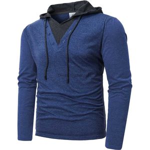 Hoodies voor heren Sweatshirts Heren Gezellige hoodies Sweatshirts Lange mouw Effen Patchwork Enkele rij knopen Trekkoord Lichtgewicht Casual Straat Thuis Kleding T240217