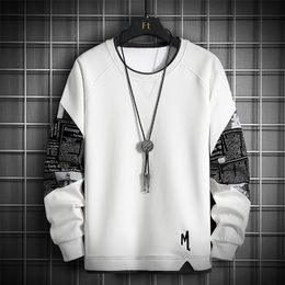 Heren Hoodies Sweatshirts Men Harajuku Casual Hip Hop Sweatshirt Stiksel PRINT Male O-Neck Fashion Mens Clothing Multi Color Top 220920