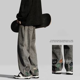 Sudaderas con capucha para hombres Sudaderas Hombres Jeans Pantalones de mezclilla de pierna ancha Pantalones rectos sueltos holgados hip hop Streetwear Monopatín Pantalones de mezclilla neutros Pantalones vaqueros cargo 231018