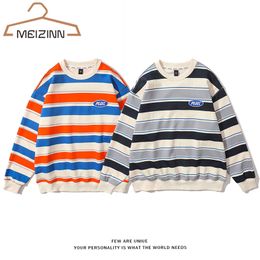 Sweats à capuche masculine Sweatshirts Men Sweat-shirt surdimensionné Spring Hip Hop Streetwear Colorful Stripes Women Sweathirt Harajuku Couple rétro Retro Korean Hoodie Men 230209