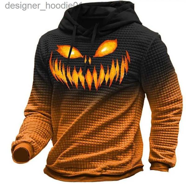 Sudaderas con capucha para hombre Sudaderas con capucha para hombre Sudaderas con capucha con estampado de cara de calabaza Otoño Casual Chándal de manga larga Tops Streetwear Disfraz de Halloween L231027