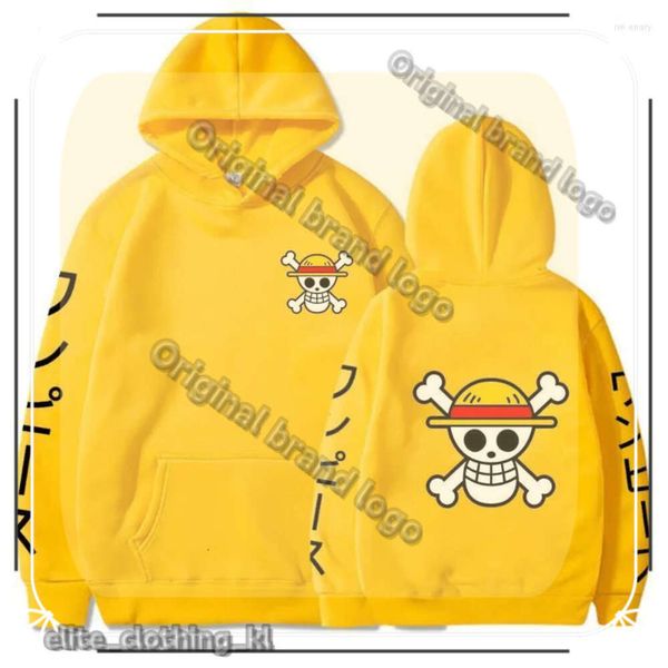 Sweats à capuche masculine Swetshirts Men's Anime One Piece Luffy Fleece Sweat à capuche Spring and Automne Manga Boy Girl Girl Clothes's Rowe 115