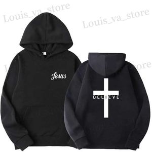 Sweats à capuche pour hommes Sweatshirts Hommes Croire Croix Jésus Imprimé Sweats À Capuche Homme Conception Cordon À Capuche Hauts Harajuku Printemps Automne À Capuche Streetwear Sportwear T231016