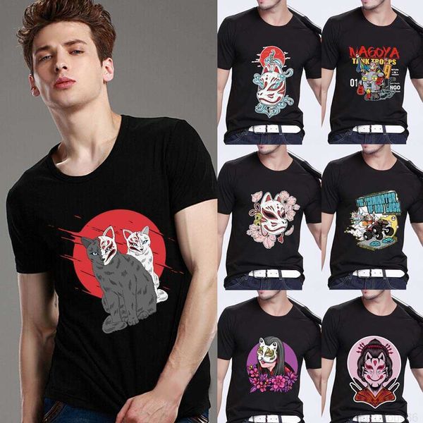 Sweats à capuche pour hommes Sweat-shirts T-shirt noir classique pour hommes Imprimé Tops mignons Comics Firefox Mask Series Casual O-cou Youth Men's Commuter Chemise confortable