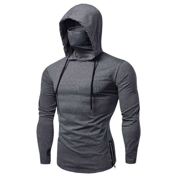 Sweats à capuche pour hommes Sweatshirts Sweat à capuche fin pour hommes Sweat à capuche à manches longues avec masque Chemise pour hommes Sports Cyclisme T-shirt pour hommes Pulls à capuche Tops zln231114