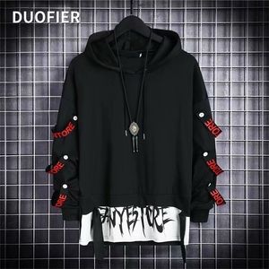 Heren Hoodies Sweatshirts Heren Hoodies Sweatshirt Autumn Casual Black Techwear Hip Hop Harajuku Hoodie Men Ribbons Patchwork Japanese Streetwear Darkwear 221008