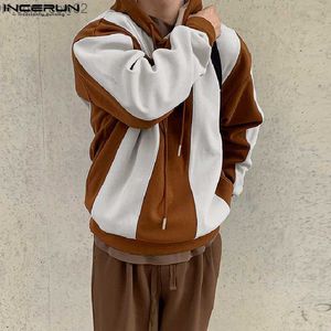 Heren Hoodies Sweatshirts Heren Sokken INCERUN Tops 2023 Zuid-Korea Nieuwe Verticale Mannen Verticale Bar Kleuraanpassing Sweatshirt Z230720