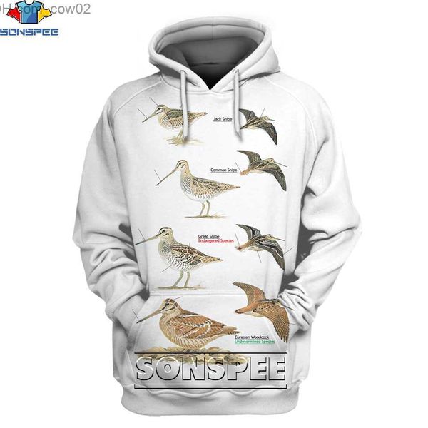 Sweats à capuche pour hommes Sweatshirts Chaussettes pour hommes Sonspee Hoodies Fun Hunting Print Camouflage Street Costume 3D Animal Bird pour hommes et femmes Z230720