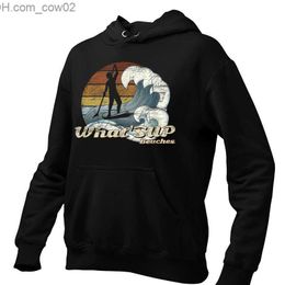 Hoodies voor heren Sweatshirts Sokken voor heren What's Up Beaches Upright Paddle Surfer Vintage Design Hoodie Lange mouw Grappig Casual Wol Set Z230714