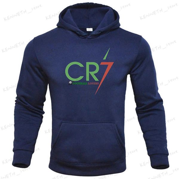 Sweats à capuche pour hommes Sweatshirts Hommes Printemps Automne Sweat à capuche en polaire Lettre 'CR7' Imprimé Pull Fans de Football Vêtements d'entraînement Sweat à capuche Nouveau Plus Taille Sports Fitness T240126