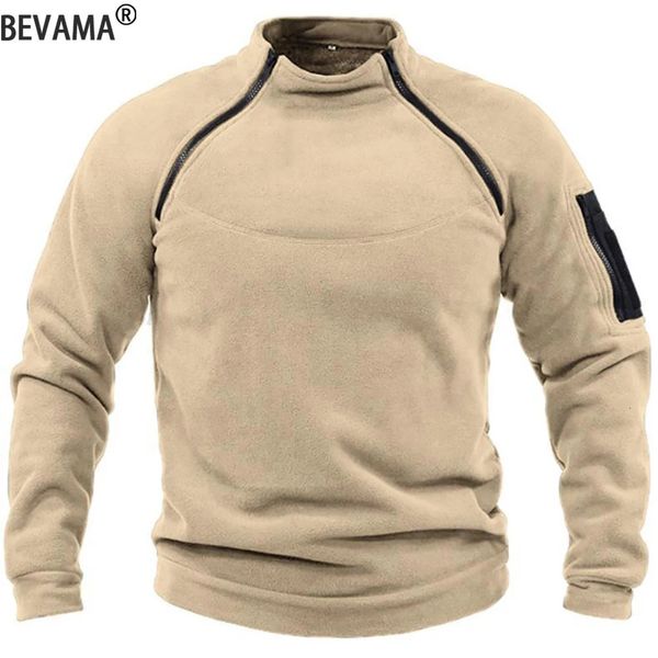 Sweats à capuche pour hommes Sweatshirts Pull pour hommes Vêtements militaires tactiques pour hommes Sweats à capuche solides en vrac Col montant Vêtements d'extérieur chauds Chemise à manches longues Hommes Tops S-4XL 231220