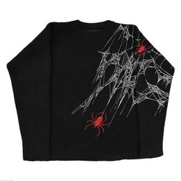 Sudaderas con capucha para hombre, suéteres para hombre, rayas gráficas de araña, ropa de calle tejida para mujer, ropa de calle de gran tamaño Harajuku con cuello redondo para hombre