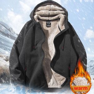 Sudaderas con capucha para hombres Sudaderas Hombres Gruesos 2022 Invierno Plus Terciopelo Mantener caliente Hombre Cremallera Estudiante Negro Gris Tamaño 6XL 7XL 8XL H35Men's