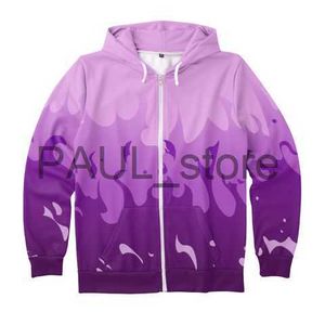 Sweats à capuche pour hommes Sweats Hommes Sweat à capuche pour femme Sweat à capuche pour garçon Sweat à capuche Aphmau Merch Fermeture éclair Flamme Violet et rouge Impression 3D Manteau à glissière Mode Homme / Femme Vêtements pour enfants x0720