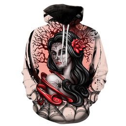 Heren Hoodies Sweatshirts Men/Women Sweatshirt 3D Print Long Hair Beauty Skull Streetwear Harajuku pullover Hip Hop Jacket Oversized Hoodi