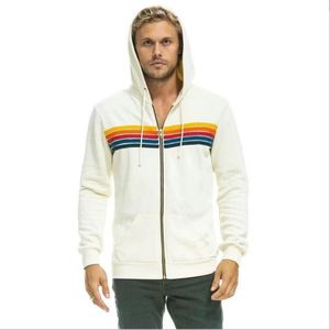 Sweats à capuche masculine Sweatshirts Men039S Rainbow Stripe Sweet-shirt à manches longues Collets de poche au printemps Veste de mode décontractée 9474