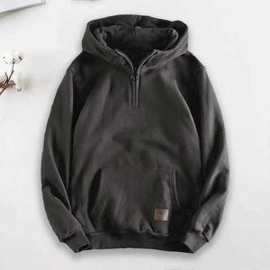 Heren Hoodies Sweatshirts Heren Herfst en winter Hoodie Dikke lange mouwen Loose Sweatshirt Drawing Elastische manchetten Warm Mid Lengte Mens Hoodiel2405