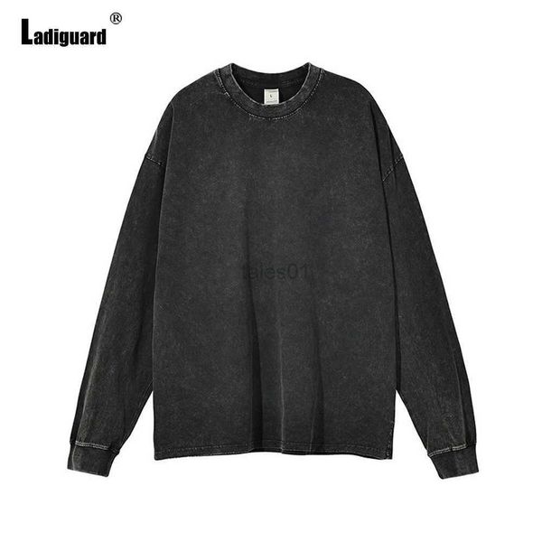 Sweats à capuche pour hommes Sweatshirts Hommes Casual Rétro T-shirts 2023 Mode européenne Tops basiques Hommes Manches longues Pulls Col rond Chemise Vêtements Plus Taille S-5XL zln231114