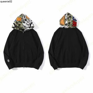 Heren Hoodies Sweatshirts Heren Designer Hoodies Shark Color Stitching Fake Zipper Patroon Sweatshirts keren de letters Sweaters Tie Dye Hoody Hoodys M-3XL om