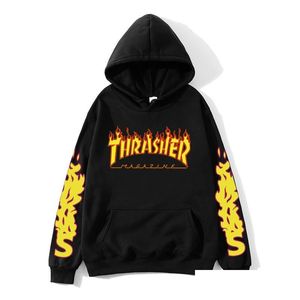 Sweats à capuche pour hommes Sweatshirts Hommes Marque européenne américaine Thrashes Imprimer Hommes / Femmes Street Couple Casual Hip Hop Plover Tops Drop D Dhvi2