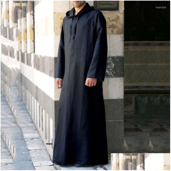 Felpe con cappuccio da uomo Felpe Moda uomo Abito musulmano Vestizione S Arab Dubai Manica lunga Colore puro Thobe Arabo Abbigliamento islamico uomo Dhcmq