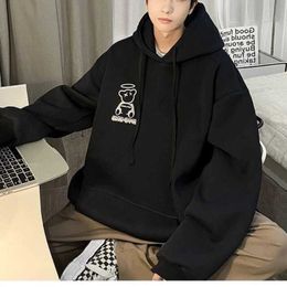 Sweats à capuche masculine Sweatshirts Hip Hop White Droit Druit Fashion Label poids lourd Black épaissis Hooded Long Slved Hipster Strt Wear Gym Clothing Y240510