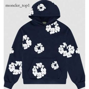 Heren hoodies sweatshirts heren hoodie ontwerper demin traan jakcet herfst winterbroek kant -en -klare schuim bloemenmerk kapok denim geprinte noodlijdende pullovers hoodie