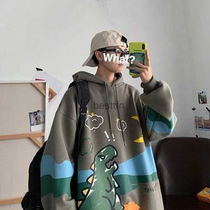 Heren Hoodies Sweatshirts Heren Hoodies College Cartoon Dinosaurus Leuke Luie Stijl Kleding Met Capuchon Herfst Japanse Streetwear Casual Paar KatoenL231003