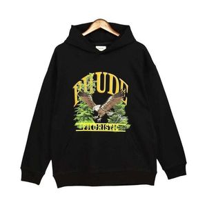 Sweats à capuche pour hommes Sweats à capuche pour hommes Sweatshirts RhudeHoodie Full Zip Up Hoodies Veste Designer High Street Fashion Marque Lettre Broderie Rhude Loose Sweater