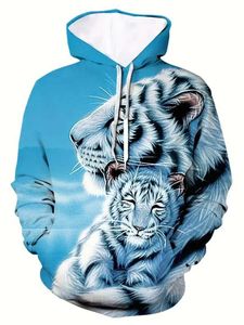 Sweats à capuche masculine Sweatshirts pour hommes Sweatshirts Sweatshirts Mens 3D Tiger Graphic Sweat à sweat à sweat à sweat en plein essor élastique 2023 Automne / hiver Fashion 240425