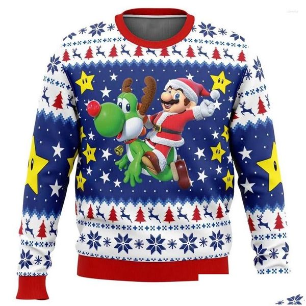 Sweats à capuche pour hommes Sweatshirts Hommes Kart Ugly Pull de Noël Cadeau Père Noël Pluvier Hommes 3D Sweat-shirt et Top Automne Hiver Clothi Otsvm