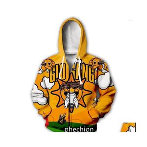 Sudaderas Con Capucha Para Hombre Sudaderas Para Hombre Phechion Hombres/Mujeres 3D Impreso Song Glo Gang Casual Cremallera Moda Streetwear Hombres Sueltos Deportivos Zip Dhodr