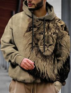 Sweats à capuche masculine Sweatshirts pour hommes Unisexe Sweat à capuche Pullate Sweathirt Animal Lion Lion Dragon Tiger Printing Daily 3D Casual Q240522