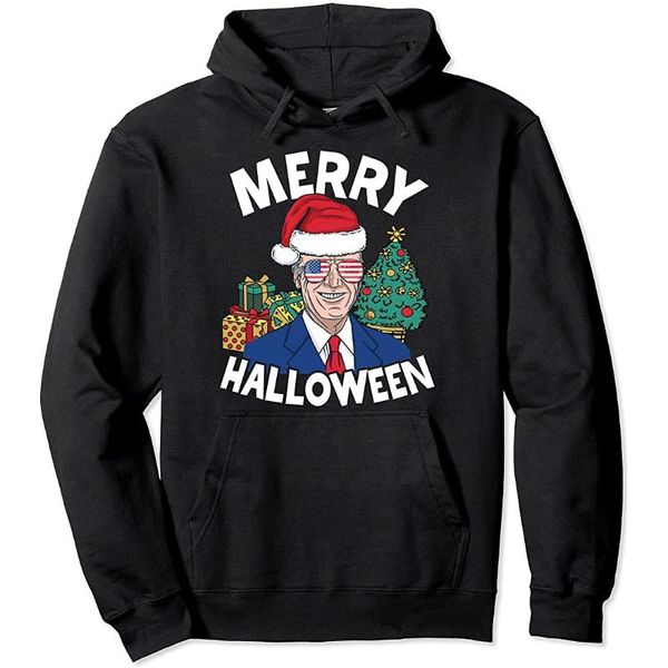 Sweats à capuche pour hommes Sweats Joyeux Halloween Joe Biden Blagues Drôle Noël Anti Pullover Hoodie