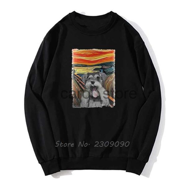 Sudaderas con capucha para hombre Sudaderas Miniatura Negro Schnauzer Cabeza Imprimir Sudadera con capucha Moda Perro Casual Mujer Hombres Jersey Fleece Sudaderas Harajuku Streetwear J231213