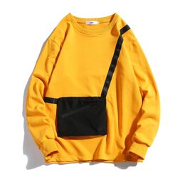 Hoodies Sweatshirts Mode Saku Besar Sweat à capuche Pria Musim Gugur Longgar Bertutung Kaus Streetwear atasan ABZ609 220901